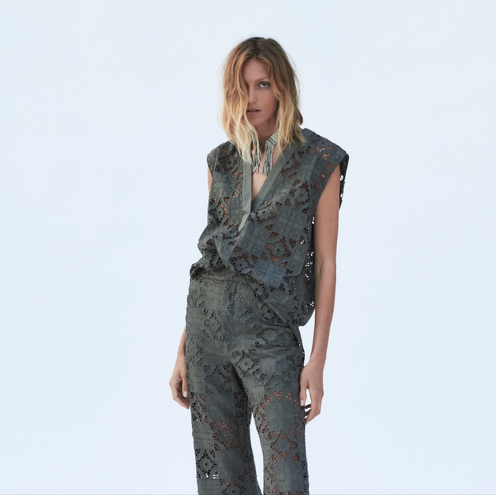 Openwork Embroidered top